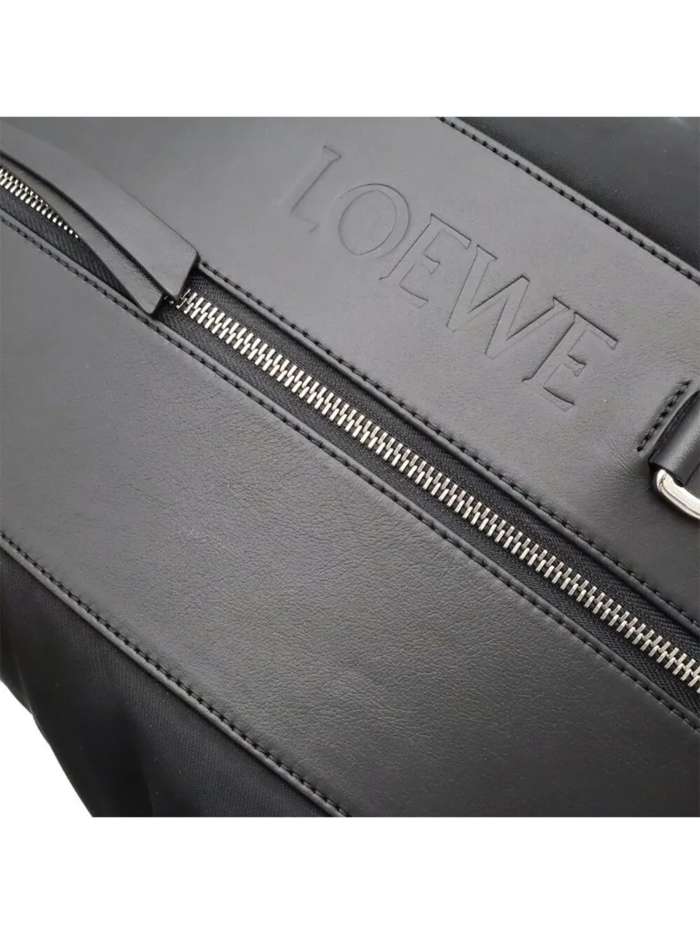 Loewe Convertible Backpack Small Shoulder Bag Nylon Leather Black Silver
